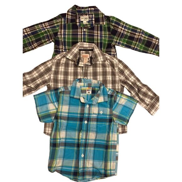 Lot of 3 Boys Mossimo Healthtex Childrens Place Plaid Button Up Shirts Formal Ca - Picture 1 of 3